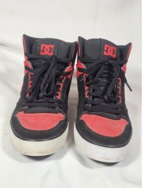 Men's Special Edition Pure Red & Black DC High-Top Shoes Size 12 - USA